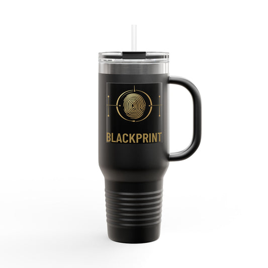 BlackPrint 40 oz Insulated Travel Mug | Gold Logo Stainless Steel Tumbler