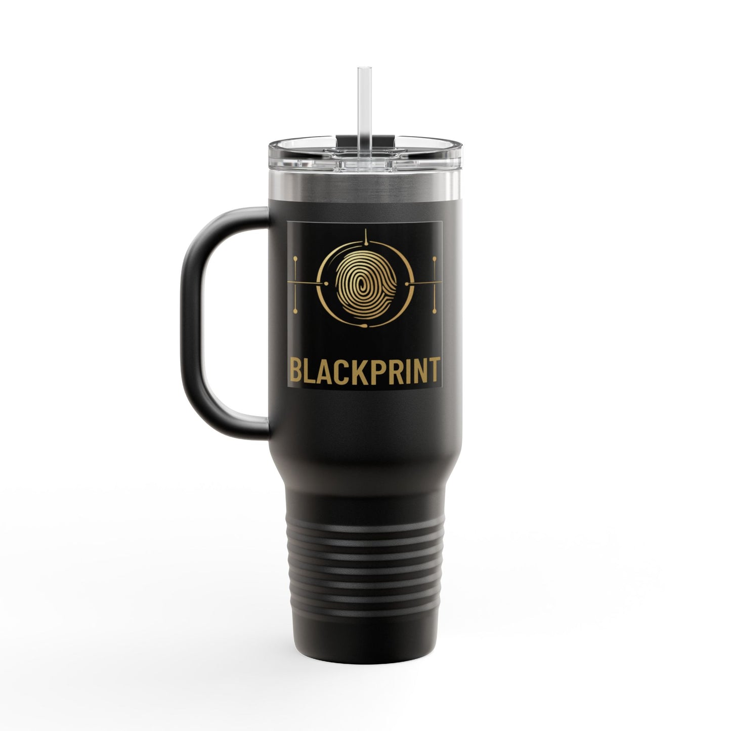 BlackPrint 40 oz Insulated Travel Mug | Gold Logo Stainless Steel Tumbler