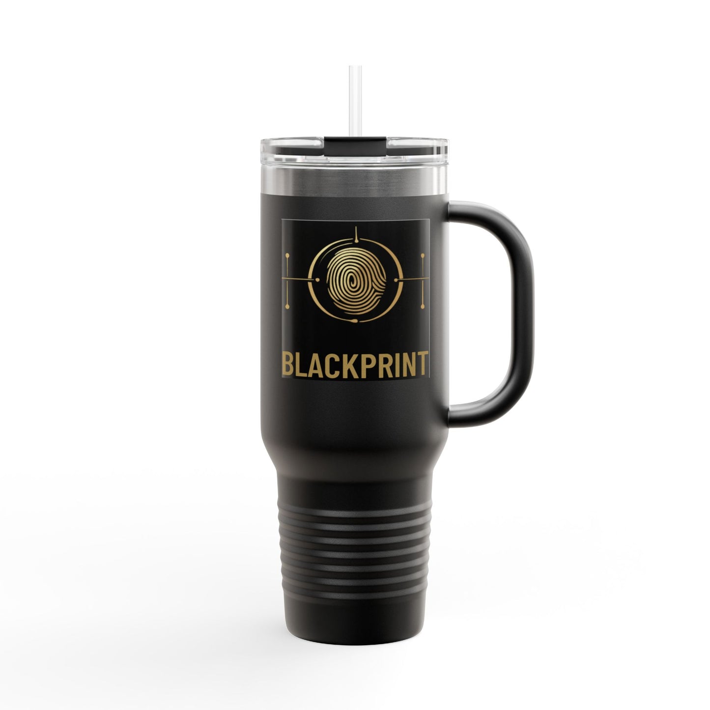 BlackPrint 40 oz Insulated Travel Mug | Gold Logo Stainless Steel Tumbler
