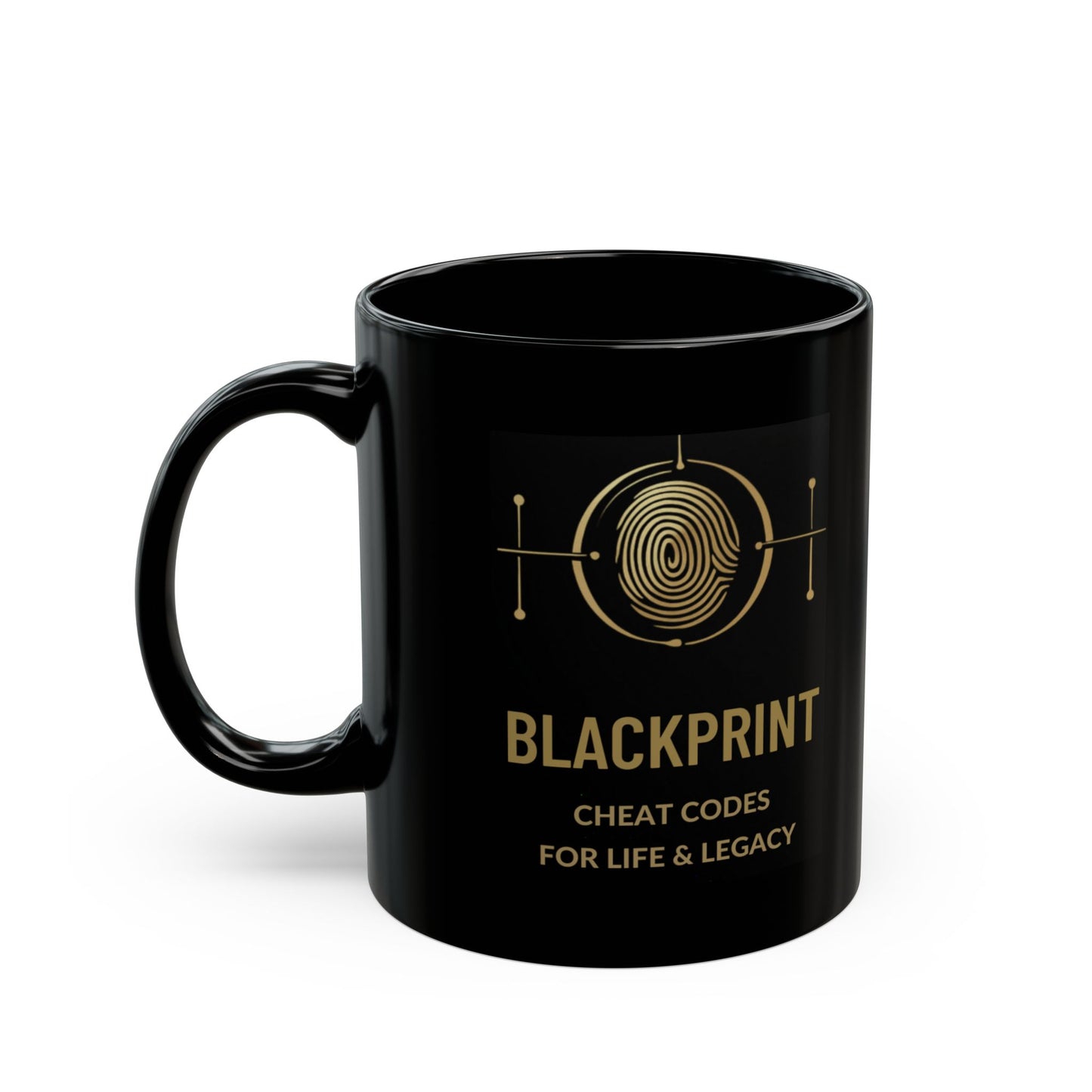 BlackPrint Gold Fingerprint Coffee Mug | Premium Ceramic Mug in 11 oz and 15 oz