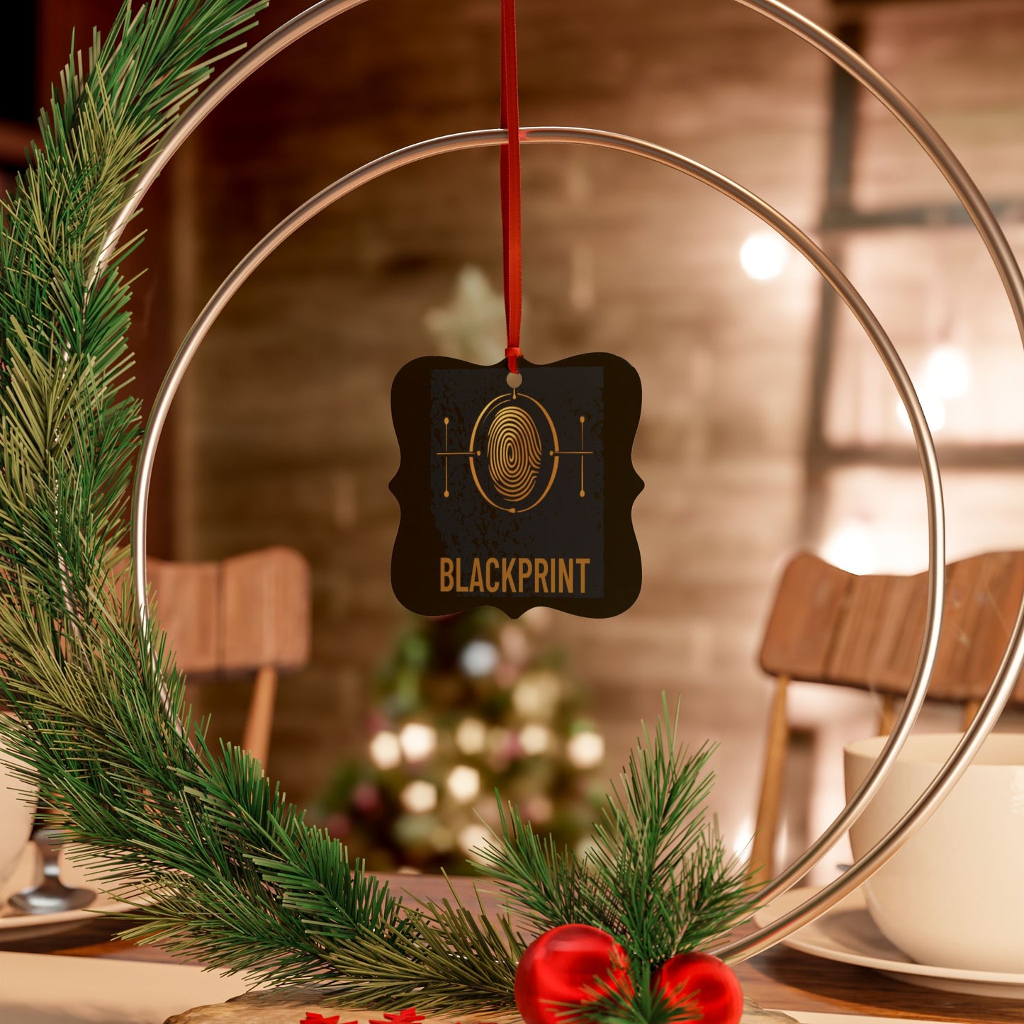 Christmas Ornament | BlackPrint Gold Fingerprint Design