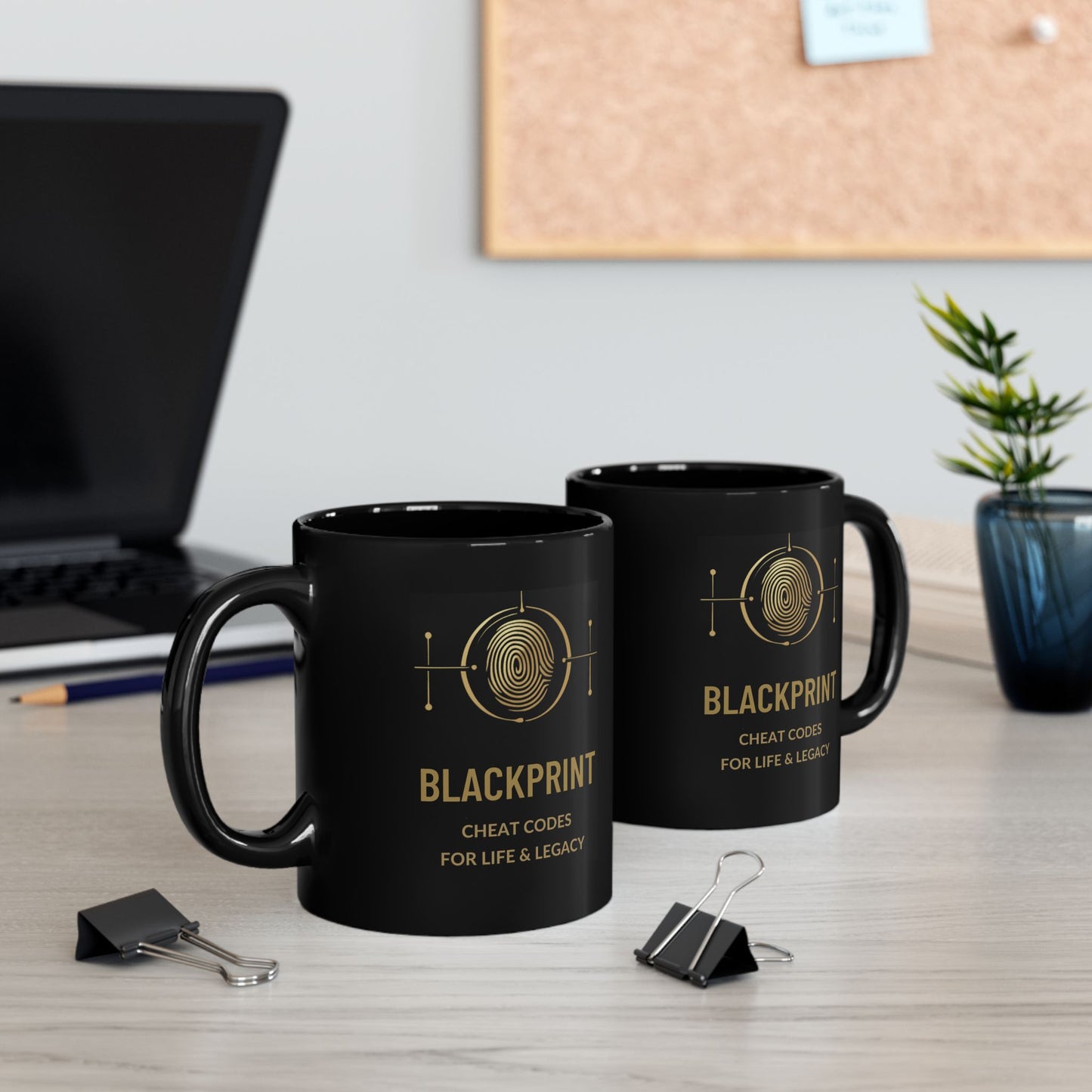 BlackPrint Gold Fingerprint Coffee Mug | Premium Ceramic Mug in 11 oz and 15 oz