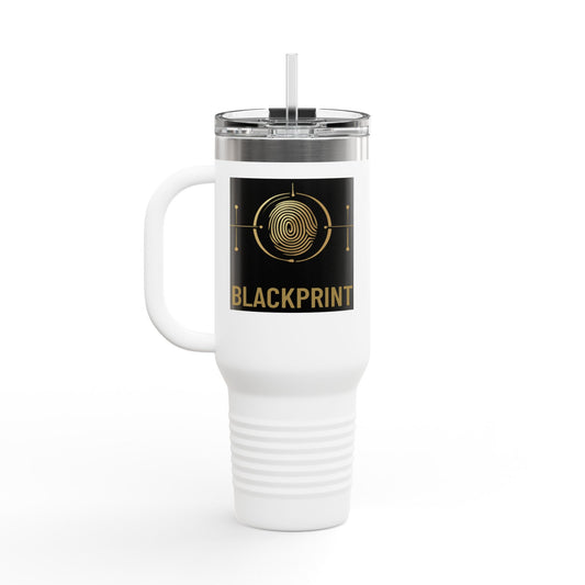 BlackPrint 40 oz Insulated Travel Mug | Gold Logo Stainless Steel Tumbler